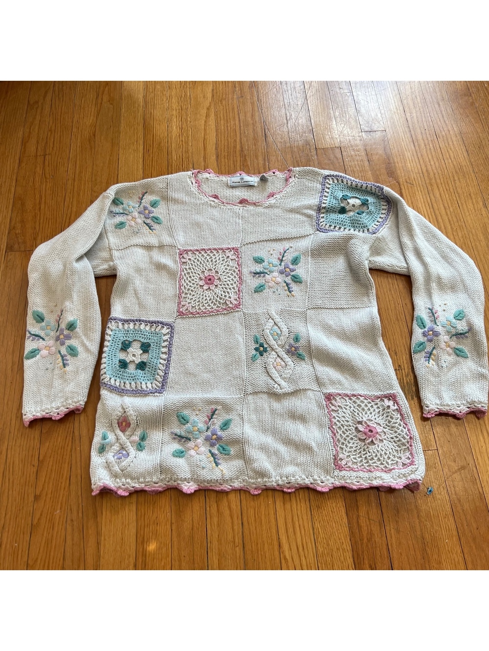 Vintage 90s whimsical patch work sweater